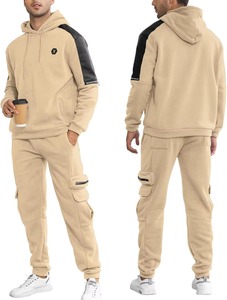 Survêtement d'hiver en coton épais pour homme, design à capuche évasée à épaules tombantes, impression en relief, strass, survêtement superposé - Product Image 2