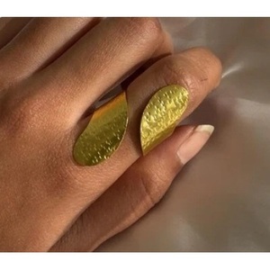 Vintage Statement Brass Geometric <b>Ring</b> 18K Gold Plated <b>Plain</b> Inlay Unisex Fashionable Stylish Children Gift Occasions - Product Image 4