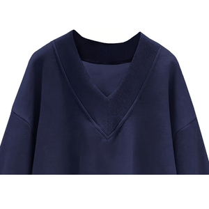 เสื้อสเวตเชิ้ตผู้หญิงผ้าฟลีซ 340 กรัม ทรงโอเวอร์ไซส์ คอวี สำหรับฤดูหนาว ปักลายด้านหน้า ระบายอากาศได้ดี กันลม เป็นมิตรกับสิ่งแวดล้อม แขนยาว - Product Image 4