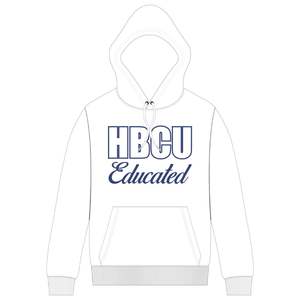 <b>White</b> <b>Women</b> HBCU Educated Pullover Hoodie Royal Blue Chenille and Embroidered Design Greek Life Apparel Custom College Clothing - Product Image 2