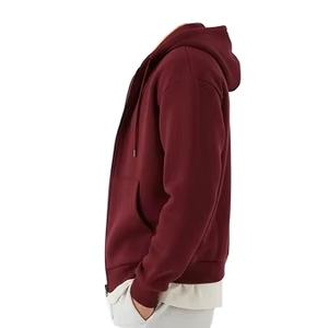 เสื้อฮู้ดผู้ชายแบบสั่งทำทรงหลวมสีพื้นผ้าหนาซิปหน้า 100% ผ้าฝ้าย สไตล์ฮิปฮอป แฟชั่น ระบายอากาศได้ดี - Product Image 5