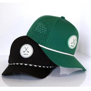 Casquette de golf unisexe imperméable personnalisée en caoutchouc perforé avec logo structuré à 5 panneaux de haute qualité respirant avec logo découpé au laser - Product Image 4