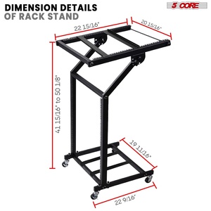ขาตั้งมิกเซอร์ 5Core DJ แบบ 12U ปรับระดับได้ พร้อมล้อเลื่อน สำหรับอุปกรณ์สตูดิโอเสียงระดับมืออาชีพ - Product Image 3