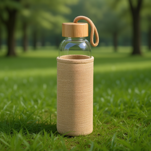 Bottiglia d'Acqua Navi Eco-Friendly in Vetro e Juta, Gadget Sostenibile - Product Image 3