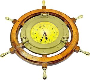 Nautical <b>Wheel</b> Clock Round Clock Wooden <b>Ship</b> <b>Wheel</b> Clock Home Decor Wall Decor by Calvin Handicraft - Product Image 1
