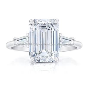 Anillo de Bodas de diamantes de moissanita de tres piedras clásico para mujer, color D impecable VVS, estilo de banda de eternidad, joyería elegante - Product Image 1