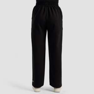 Weekday <b>Black</b> Jogger Sweatpants Size XL 100% Cotton Flare <b>Pants</b> with Zipper Pleat & Pattern Decoration Formal Style Colored Wash - Product Image 3