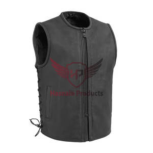High-Quality Wholesale <b>Men's</b> Stylish Genuine Leather Streetwear <b>Gilet</b> with Pocket - Plus Size 100% Natural <b>Sheepskin</b> Jacket - Product Image 1