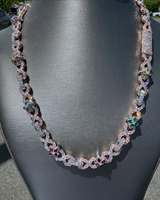 VVS Moissanite Chaîne à maillons cubains Collier Hip Hop en argent 925 avec Baguette glacée Bijoux Passe Testeur de diamants