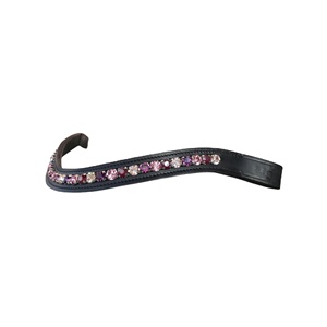 <b>Top</b> Trendy Latest Design Durable Leather Equestrian Brow Band Pink Red Combo <b>Crystals</b> Decoration Manufactured by Supplier - Product Image 2