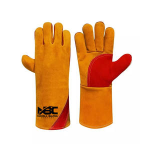 ถุงมือเชื่อมหนังวัวแยกสีพรีเมี่ยมถุงมือป้องกันไฟในอุตสาหกรรมกันลื่นทนไฟตามสั่ง - Product Image 2