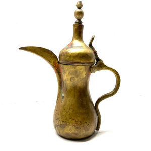 Cafetière turque Dallah en laiton antique Vintage Design indien Service à thé en verre en métal durable Capacité de 1L Fabriqué à la main pour la maison - Product Image 1