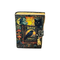 Imprimé corbeau sorts esthétique cuir Journal gothique sorcellerie Grimoire et fait à la main Vintage couverture rigide horreur sorcière sort livre