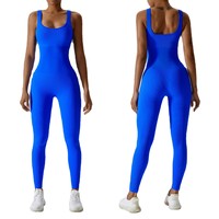 Mono de yoga transpirable de licra/nailon con cuello halter y espalda descubierta, colores y logotipo personalizables para mujer, ideal para gimnasio, fitness y entrenamiento rápido.