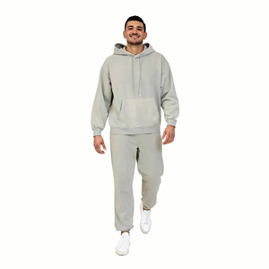 Sudadera con capucha y pantalones de chándal vintage personalizados, conjunto de dos piezas para correr, chándal acampanado, chándales para hombre lavados con ácido desteñidos al sol - Product Image 1