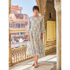 Vestido Midi Floral de Algodón para Mujer, Marca Rangeela, Ideal para Invitadas de Boda - Product Image 1