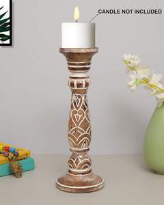 Support de bougie en bois, bougeoirs en bois faits à la main pour le salon, centre de table, décoration de couloir, polonais, antique - Product Image 3