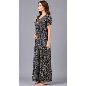 Chemise de nuit longue pour femme, douce et respirante, 100% rayonne pure, motif smoking - Product Image 5