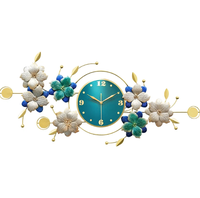Ak kuningan jam dinding dekoratif logam daun kecil Multi warna Finishing bulat Dial hadiah jam dinding untuk dekorasi rumah