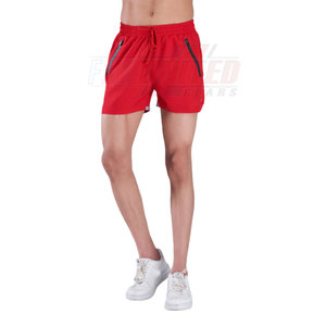 กางเกงขาสั้นสำหรับฝึกซ้อมในยิมของผู้ชายแผงตาข่ายด้านข้างแบบสบายสำหรับการระบายอากาศรูปแบบทึบสไตล์ลำลองแบบไม่ทอ - Product Image 1