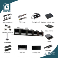 Rak Server Jaringan Data Gcabling 4u 6u 9u 12u 15u 18u, Rak Dinding Vertikal Geser Kecil, 19 Inch dengan Pintu Mesh
