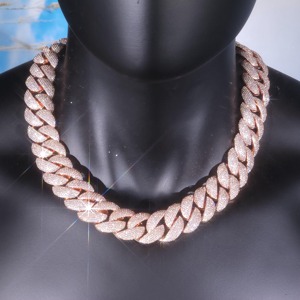 Collar de Cadena Cubana con Diamantes de Moissanita de 24 mm, Chapado en Oro, Plata 925, Joyería Brillante para Raperos, Moda Hip Hop - Product Image 1