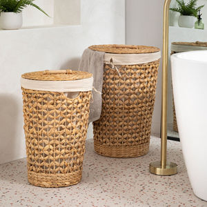 Set 03 <b>Large</b> Multipurpose Eco-Friendly Handmade 100% Cotton Water Hyacinth <b>Storage</b> <b>Baskets</b> Rectangle Hamper Liner <b>Storage</b> - Product Image 5