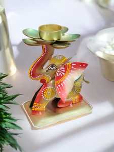 Artisans experts Design éléphant fabriqué à la main Lampe à thé/Bougeoir en métal Peinture en relief 3D pour la décoration de Noël de bureau à domicile - Product Image 2