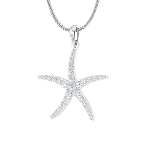 Pendentif étoile de mer en or 14 carats et diamants naturels certifiés IGI pour femmes, pour toutes les occasions - Product Image 1