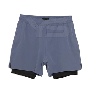 Short de plage en tissu polyester court double couche taille moyenne pour hommes Short de bain respirant avec méthode de tissage non tissé - Product Image 1