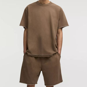 Conjuntos de 2 piezas de color contrastante, Conjunto de camiseta y pantalones cortos de gran tamaño, conjuntos de camiseta y pantalones cortos de dos piezas para hombre, ropa para hombre - Product Image 1