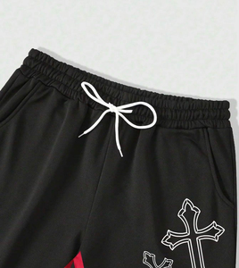 Sudadera con Capucha y Pantalones Deportivos de Felpa con Estampado DTF de Letras Cruzadas Personalizadas para Hombre, Diseño Casual de Moda - Product Image 6