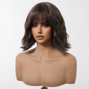 Perruque Synthétique DWY Mignonne, Courte et Droite, Effet Bob avec Frange, Fibre Haute Température, Longueur Étirée 14 Pouces, Très Transparente - Product Image 6