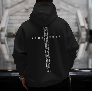 เสื้อฮู้ดผู้ชายคริสเตียนสำหรับฤดูหนาว ลายกราฟิกข้อความศาสนาคริสต์  ลายกางเขน  แนววินเทจ  ข้อความจากพระคัมภีร์  ผ้าฝ้าย 100% - Product Image 3