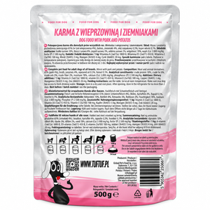 TufTuf Comida Húmeda Picada para Perros en Bolsitas - 500 g - Cerdo con Patata - Product Image 2