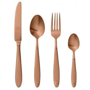Juego de cubiertos de acero inoxidable con acabado de cobre dorado, cubiertos de boda que incluyen tenedor, cuchillo, cuchara, material de utensilio - Product Image 1