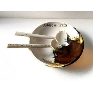 Bol à salade tourbillon blanc de qualité supérieure et ensemble de serveur outils de service de table en résine moderne pour les fêtes bols de cuisine de dernière conception - Product Image 4