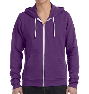 Sudadera con capucha de lana con cremallera morada para hombre Sudadera con capucha y cremallera completa Impresión personalizada aceptada OEM Logotipo personalizado Tela personalizada - Product Image 1