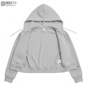 Nueva llegada de algodón polar moda logotipo personalizado pulóver Crop Top Color sólido Sudadera con capucha para niñas sudaderas con capucha reversibles Hombre - Product Image 6