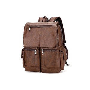Elegante logotipo personalizado de fábrica de alta calidad Vintage PU cuero impermeable hombres mochila de viaje bolsas para hombres - Product Image 2