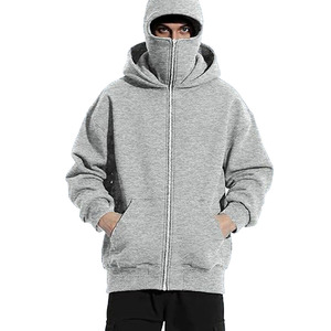 2026 Custom Gray Balaclava Waterproof Windproof Softshell Insulated Ski Hoodie with Seams for Snowboard Outdoor Use - Product Image 3