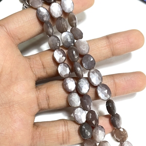 Venta al por mayor de piedra lunar de chocolate natural, cuentas facetadas de forma ovalada, cuentas de pepitas de piedras preciosas marrones de nuestra tienda de cuentas - Product Image 2