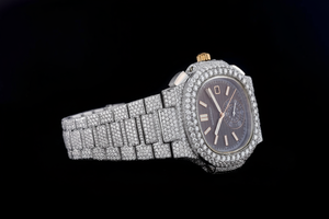 Reloj Deportivo Antiguo de Negocios con Diamantes Moissanite Color D VVS, Movimiento de Cuarzo, Acero Inoxidable, Cristal Blanco Dorado, Logotipo Personalizado - Product Image 2