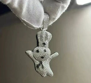 จี้ฮิปฮอปการ์ตูนน่ารัก925สเตอร์ลิงเงินจี้ฮิปฮอปทรงกลมตัดแลปปลูกเพชร VVS ของขวัญที่สมบูรณ์แบบจี้เสน่ห์ - Product Image 1