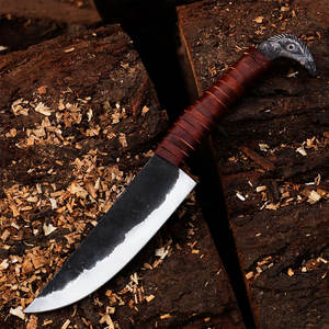 มีดไวกิ้งปลอมแปลงด้วยมือขนาดใหญ่พร้อมดีไซน์ใหม่ล่าสุดที่ทําด้วยมือพร้อมที่จับห่อด้วยหนังสําหรับการตั้งแคมป์กลางแจ้งรองรับ OEM ODM - Product Image 6