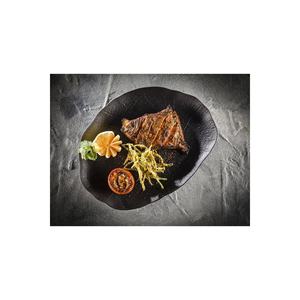 Assiette de service ovale noire Bonna 33 cm, élégante et minimaliste, en porcelaine, pour les fêtes - Product Image 2