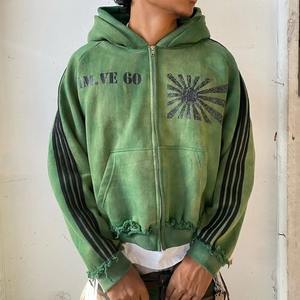 สเวตเชิ้ตผู้ชายผ้าคอตตอนป้องกันการหดตัวแบบรูดซิปคู่แบบกลับด้านได้ - Product Image 4