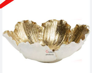 classic design <b>white</b> and golden metal aluminum <b>serving</b> <b>bowl</b> for hotel restaurant and bar - Product Image 1