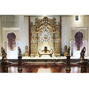 Tema tradicional Etapa de fibra de boda canadiense Tema majestuoso Decoración de escenario de boda Tamil Tema tradicional de Tamil Etapa de boda - Product Image 1