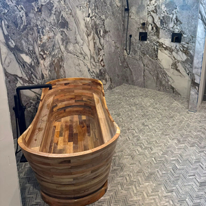 Baignoires autoportantes en bois de teck de récupération Offre Spéciale baignoires personnelles de diverses formes stratifiées solides mélangées locales - Product Image 1